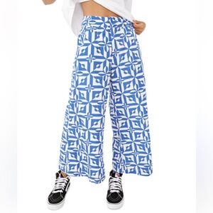 FREE PEOPLE Menocra Cropped Wide-Leg Printed Pants